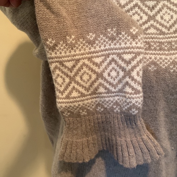 J CREW Wool Fisherman Nordic Sweater Fair Isle Ruffle Sleeve Neutral Preppy - Picture 4 of 12